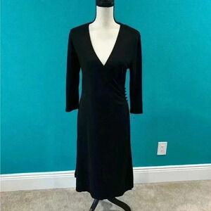 Isaac mizrahi black maxi faux wrap dress in size medium